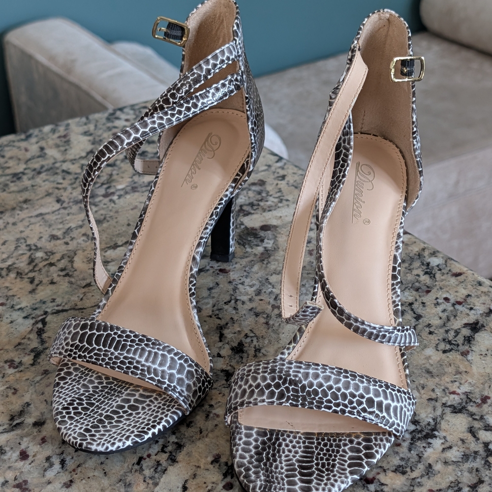 DUNION Women's Bernice Comfortable Open Toe Strappy Stiletto High Heel Sz 9